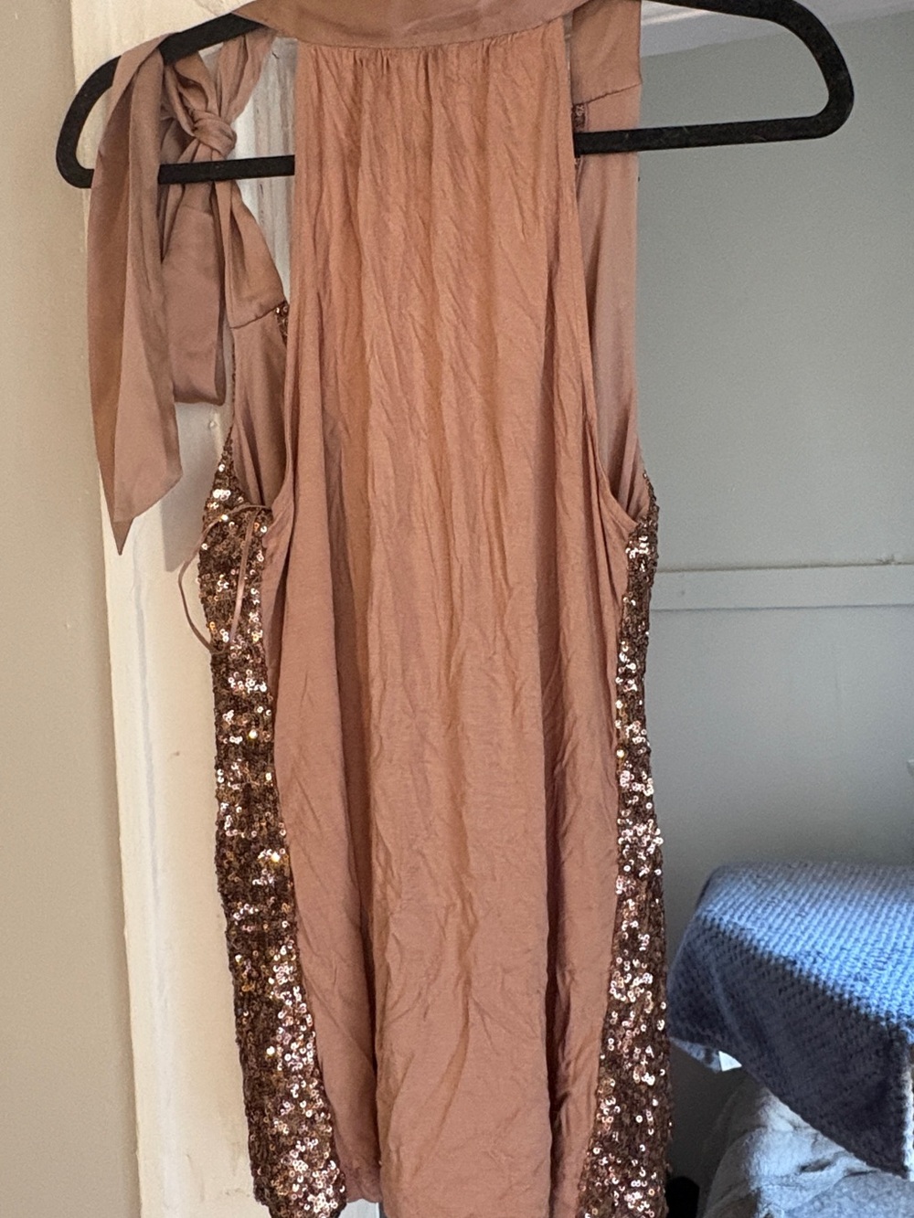 Ann Taylor Blush Pink Sequin Halter Dress - Picture 3 of 4